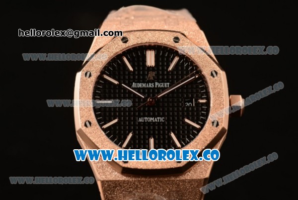 Audemars Piguet Royal Oak Clone Calibre AP 3120 Automatic Full Rose Gold with Black Dial and Stick Markers (EF) - Click Image to Close